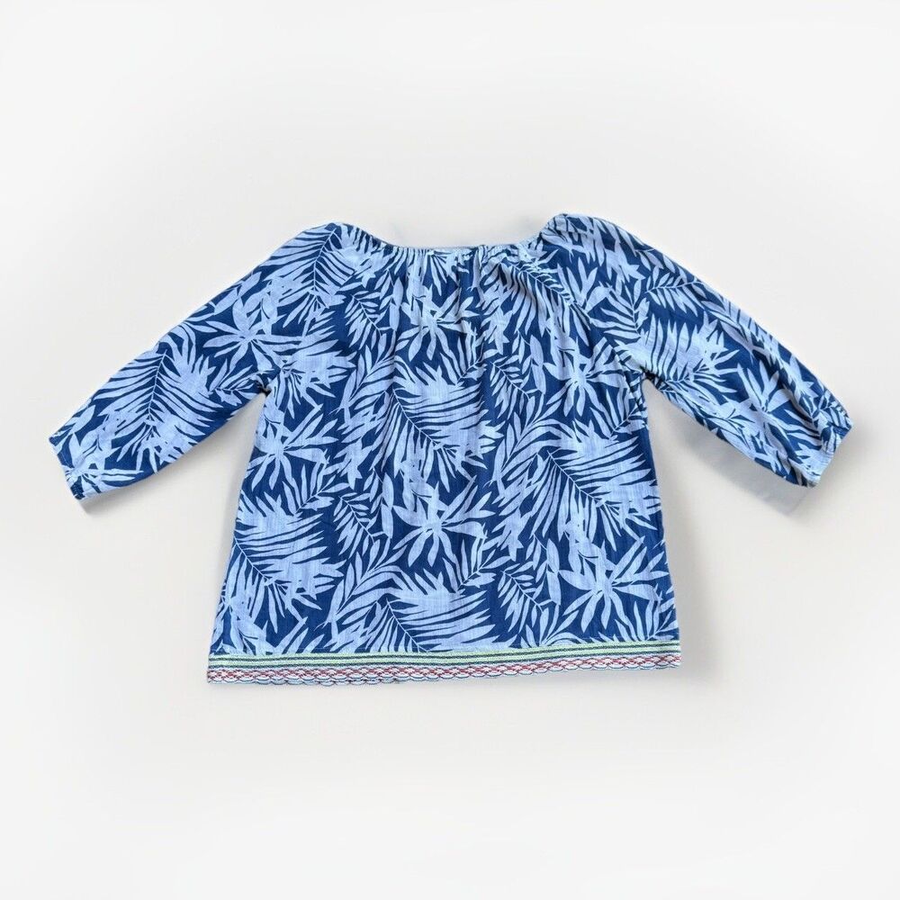 Rafaella Weekend  Blue Blouse Women's Size Large Floral Embroidered - Picture 12 of 16